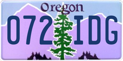 OR license plate 072IDG