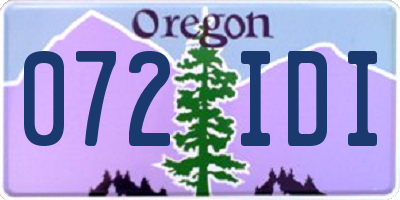 OR license plate 072IDI