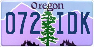 OR license plate 072IDK