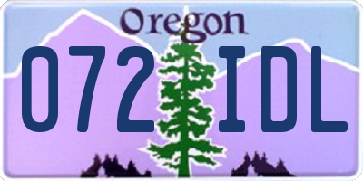 OR license plate 072IDL