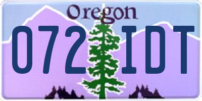 OR license plate 072IDT