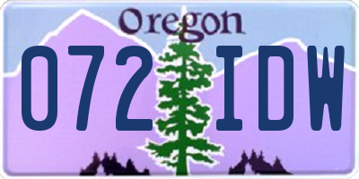 OR license plate 072IDW
