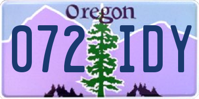 OR license plate 072IDY