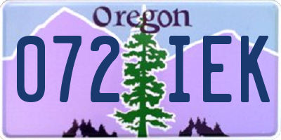 OR license plate 072IEK