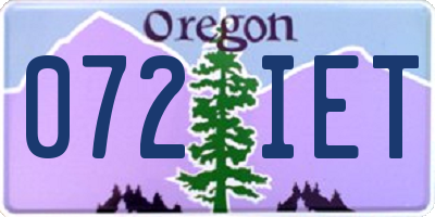 OR license plate 072IET