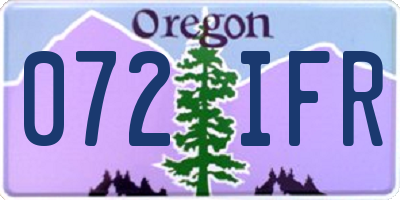 OR license plate 072IFR