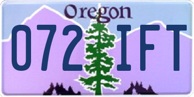 OR license plate 072IFT