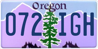 OR license plate 072IGH