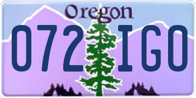 OR license plate 072IGO