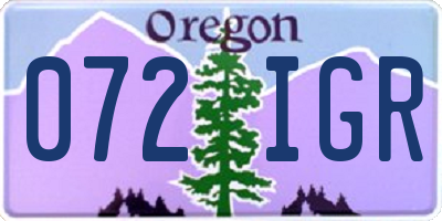 OR license plate 072IGR