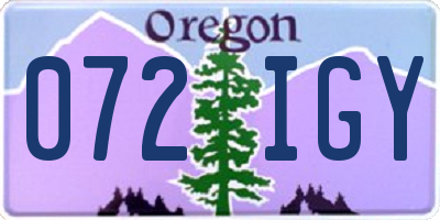 OR license plate 072IGY