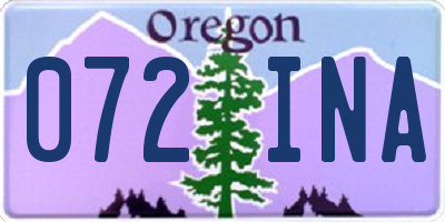 OR license plate 072INA