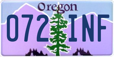 OR license plate 072INF