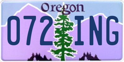 OR license plate 072ING