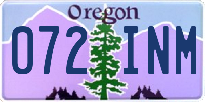 OR license plate 072INM