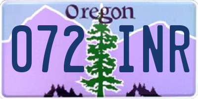 OR license plate 072INR