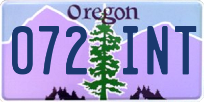 OR license plate 072INT
