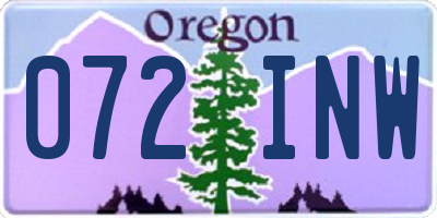 OR license plate 072INW