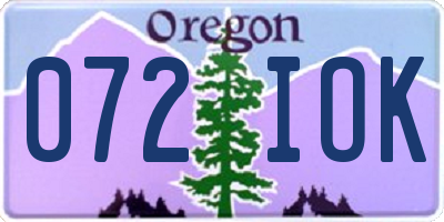 OR license plate 072IOK