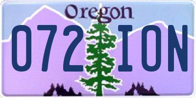 OR license plate 072ION