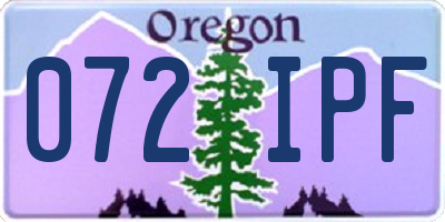 OR license plate 072IPF