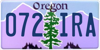 OR license plate 072IRA
