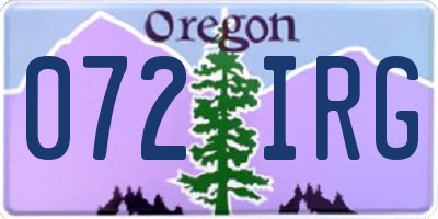 OR license plate 072IRG