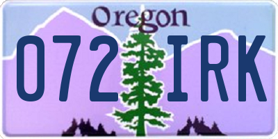 OR license plate 072IRK