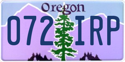 OR license plate 072IRP