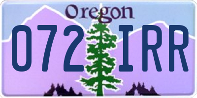 OR license plate 072IRR