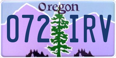 OR license plate 072IRV