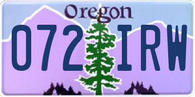 OR license plate 072IRW