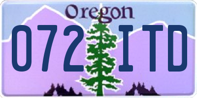 OR license plate 072ITD