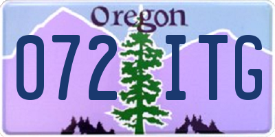 OR license plate 072ITG