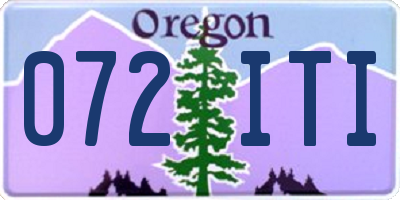 OR license plate 072ITI