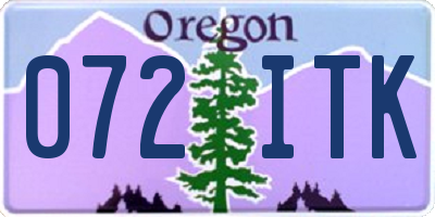 OR license plate 072ITK