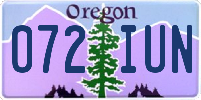 OR license plate 072IUN