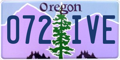 OR license plate 072IVE
