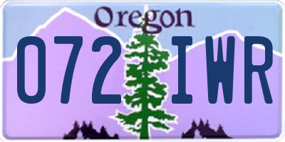 OR license plate 072IWR