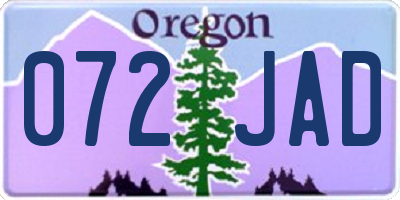 OR license plate 072JAD
