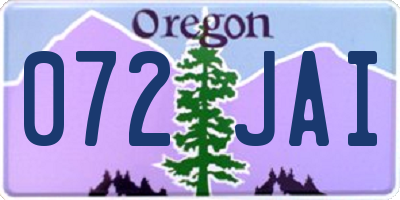 OR license plate 072JAI