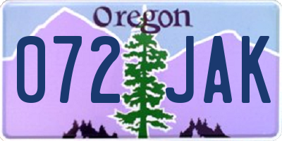 OR license plate 072JAK