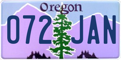 OR license plate 072JAN
