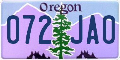 OR license plate 072JAO