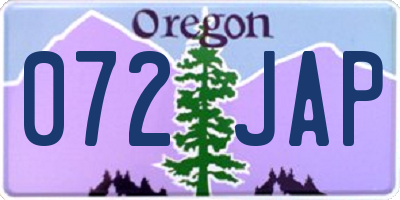 OR license plate 072JAP