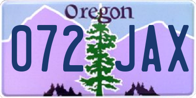 OR license plate 072JAX