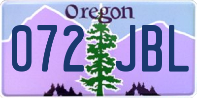 OR license plate 072JBL
