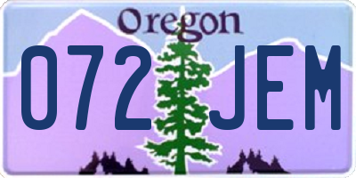 OR license plate 072JEM