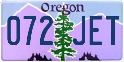OR license plate 072JET