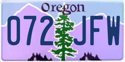 OR license plate 072JFW